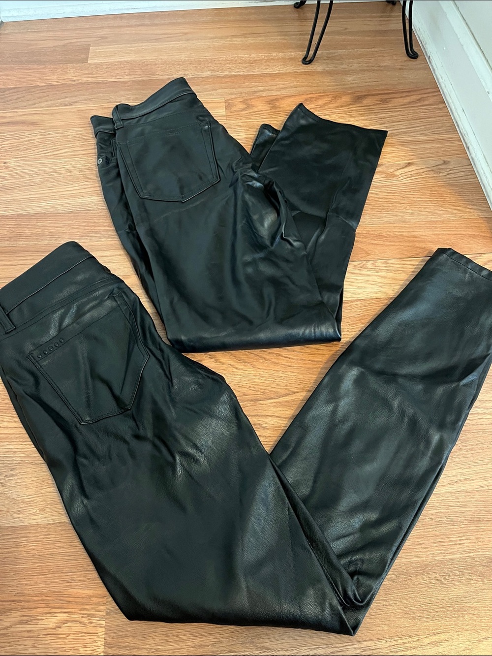 GAP Black Faux Leather Straight-Leg Pants